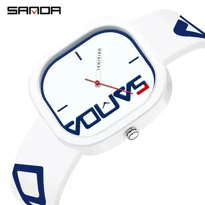 Sanda New Silicone Band Square Watch for Men Women