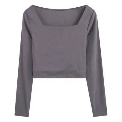 Women Square Neck Long Sleeve Top Pink Pants Set