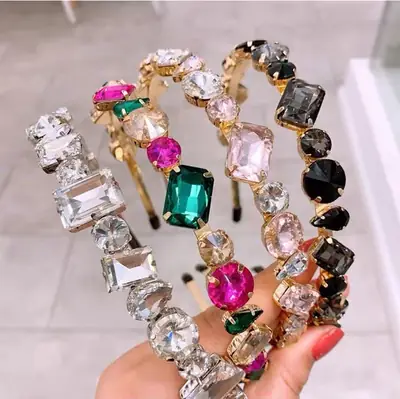 Green Rhinestone Hairpin Band for Women