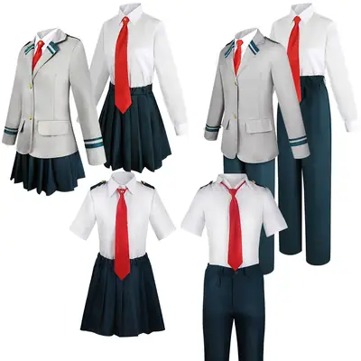 White School Uniform Shirt with Red Tie & Black Skirt