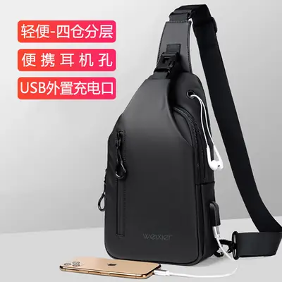 Men's Waterproof Crossbody Bag Black Lightweight