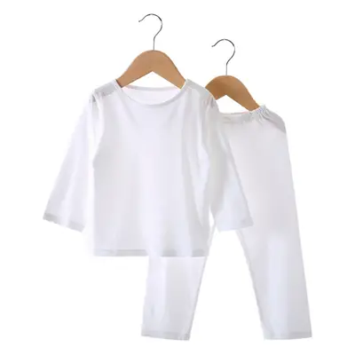White Cotton Pajama Set for Kids Summer Autumn Comfort