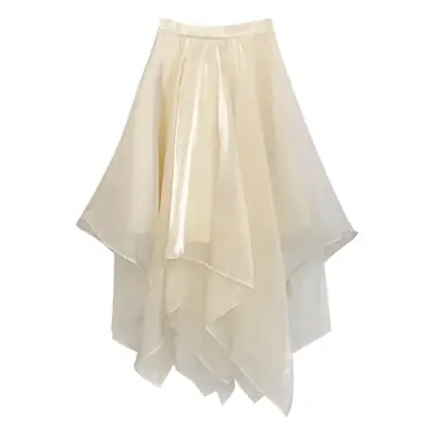 Black High-Waist French Style Skirt with Mesh Flared Design