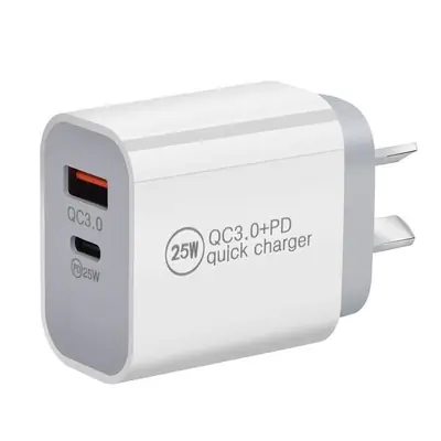 25W Dual Port PD QC3.0 Charger Australia Standard