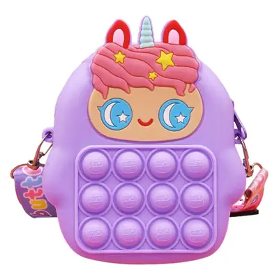 Unicorn Press Bubble Bag for Kids Crossbody Silicone Purse
