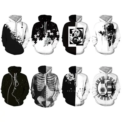 Cross-Branded Skull Digital Print Hoodie for Women