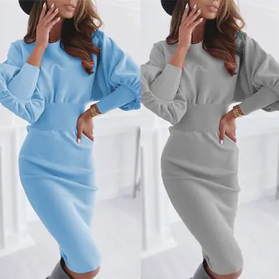 2024 Casual Waist-Covering Hip Dress Light Blue