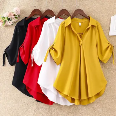 Black Loose Waist Mid-Length Shirt for Women 2025