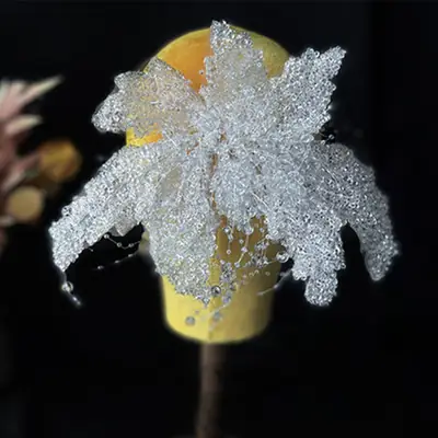 Korean Bride Hair Comb Headdress with Heavy Sequins Beaded Emboss