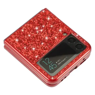 Glitter Leather Flip Phone Case Red 360°