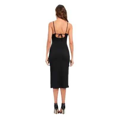 Orange Sexy Halter Backless Knitted Tank Dress for Women