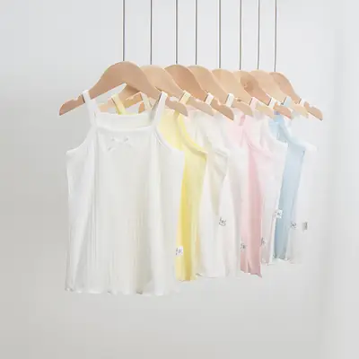 White Cotton Camisole with Lace Trim for Girls