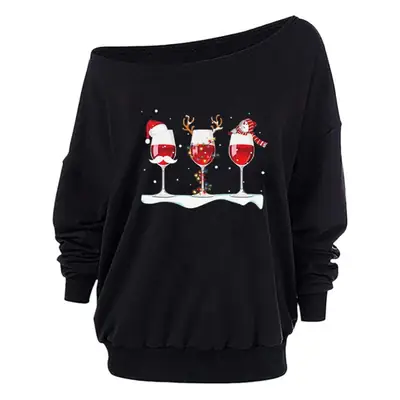 Red 3 Wine Glass Decals Sweatshirt for Women