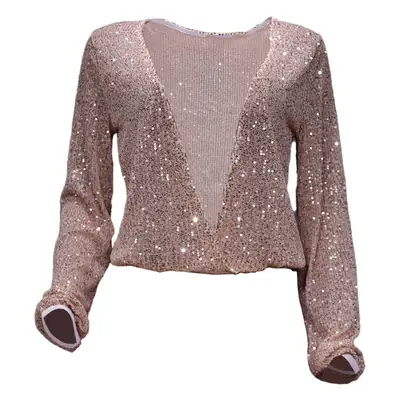 Women Beaded Sexy Lantern Long Sleeve Top
