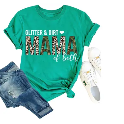 Women's GLITTER DIRT Letter T-Shirt White