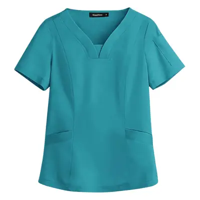 Elastic V-Neck Medical Work Top Teal Women