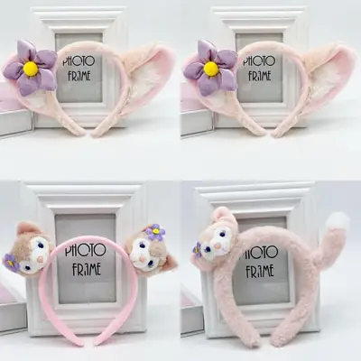 Plush Face Headband for Women with Red Bow