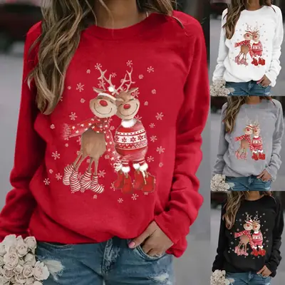 Red Owl Fleece Sweatshirt for Women Plus Size Christmas Print