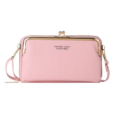 2021 Women's Double-Layer Phone Wallet with Clip Lock Zipper Shoulder Crossbody Bag