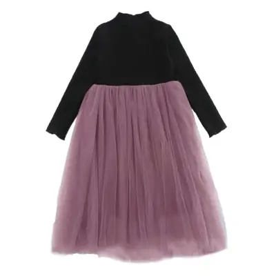 Girls' Fleece Lined Tulle Skirt Set Black Grey Medium to XL