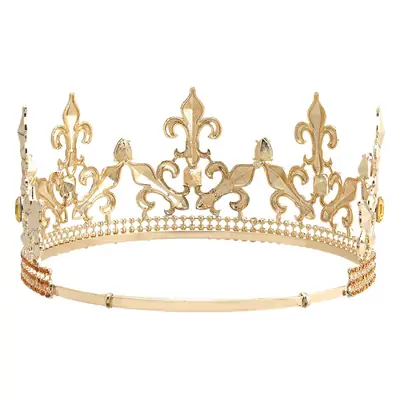 Vintage Gold Crown with Rhinestones & Adjustable Band