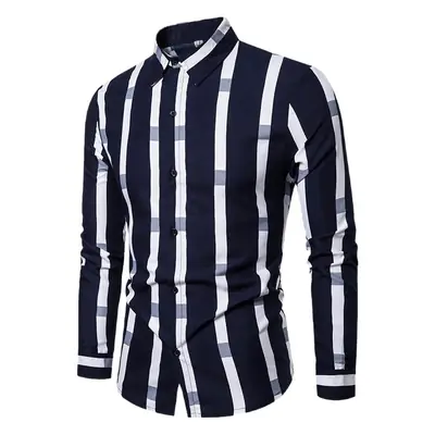 Men's Maroon Striped Long Sleeve Shirt