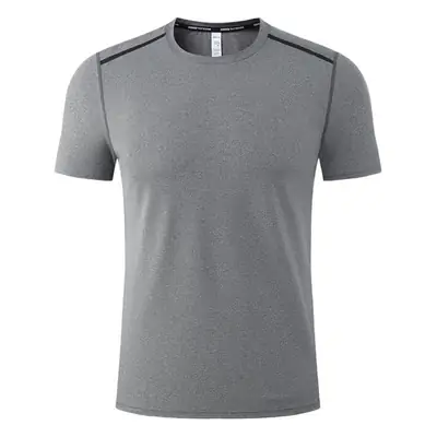 Grey Round Neck Work T-Shirt with Logo Print