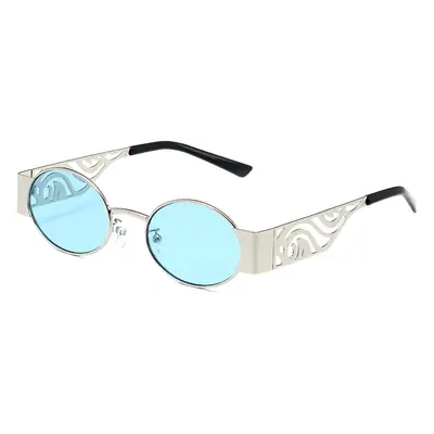 Punk Round Frame Sunglasses for Men Women Metal Hollow Temple