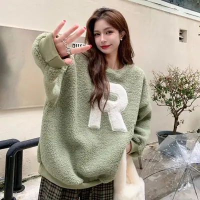 Women's 2021 Wool Letter Sweater Green Pants Set