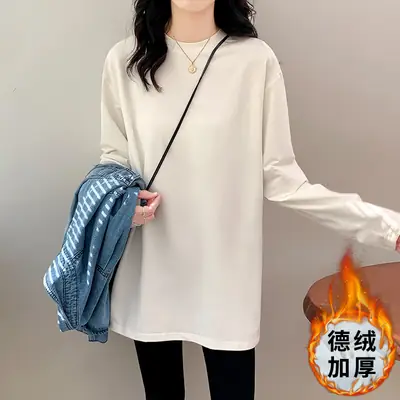 Wholesale Velvet White Long Sleeve Women's T-Shirt
