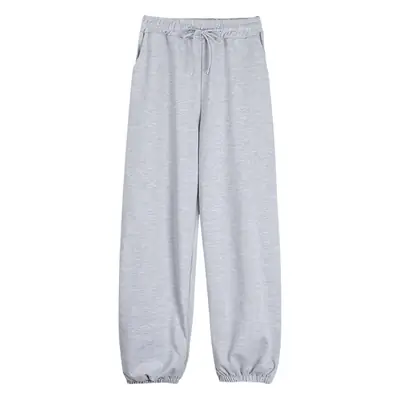 Women's Grey Leg Harlan Pants Loose High Waist Wide Leg Casual