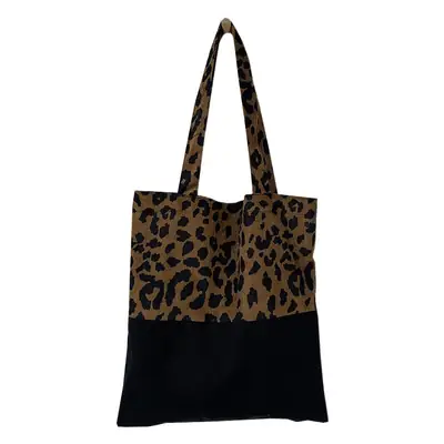 Leopard Print Canvas Shoulder Bag Women Large Capacity