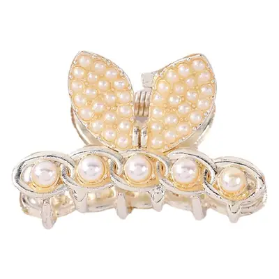 Diamond-inlaid Pearl Hair Grab Clip for Women