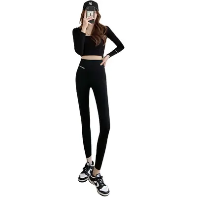 Women Sharkskin Leggings Thin High Waist Tummy Control Hip Lifting Yoga Pants