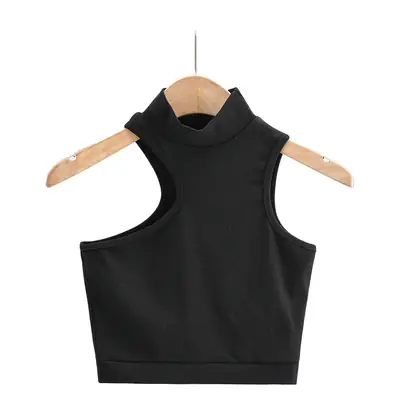 White Sleeveless Turtleneck Vest for Women