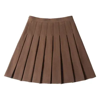 Women's Black Wool Pleated Long Skirt Large Size