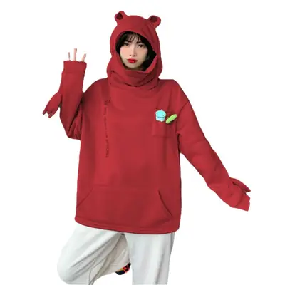 Green Frog Hooded Sweatshirt for Women Men Velvet Hooded Set