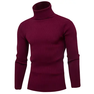 Men's Light Gray Waffle Knit Turtleneck 2021