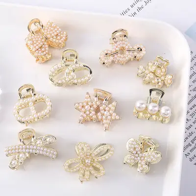 Korean Style Pearl Bow Hair Clips for Women