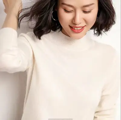 Women Wool Half-Turtleneck Sweater Teal 2021