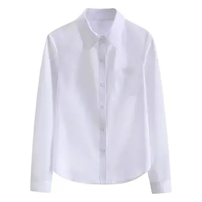 Spring White Long Sleeve Women's Shirt Slim Fit Professional Workwear