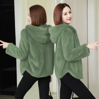 Black Korean Style Hooded Sweatshirt Women Winter Warm