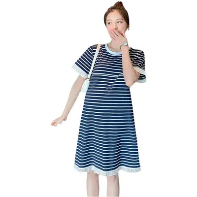 Striped Lactation Dress for Women Summer
