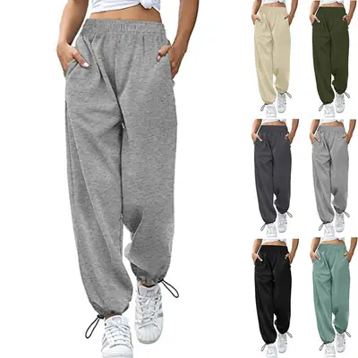 Women's 2023 Drawstring Wide Leg Pants Grey