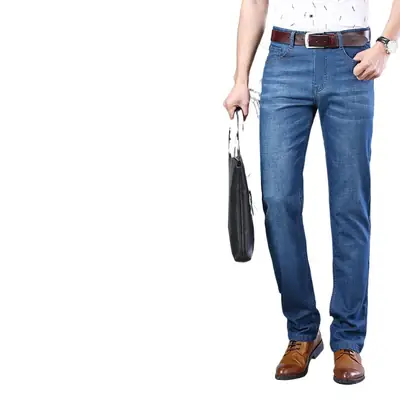 Men's Blue Jeans Spring Summer Loose High Waist Cross Border Wholesale