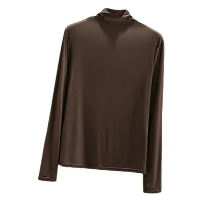 Women's Pink Half Turtleneck Slim Fit Top