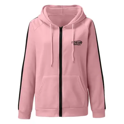 Women Fleece Hoodie Grey Black Long Sleeve Patchwork