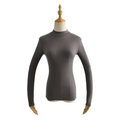 Women's Long Sleeve T-Shirt Grey Solid Color