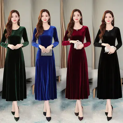 Korean Style Velvet Skirt Dress for Women Large Size