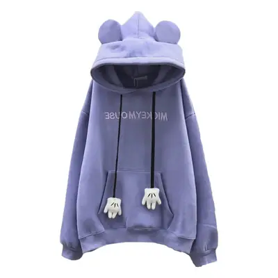 Women Velvet Hoodie Blue Loose Fit 2022
